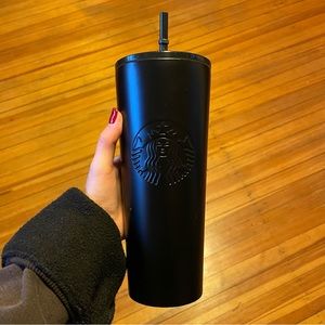 Black metal starbucks cup